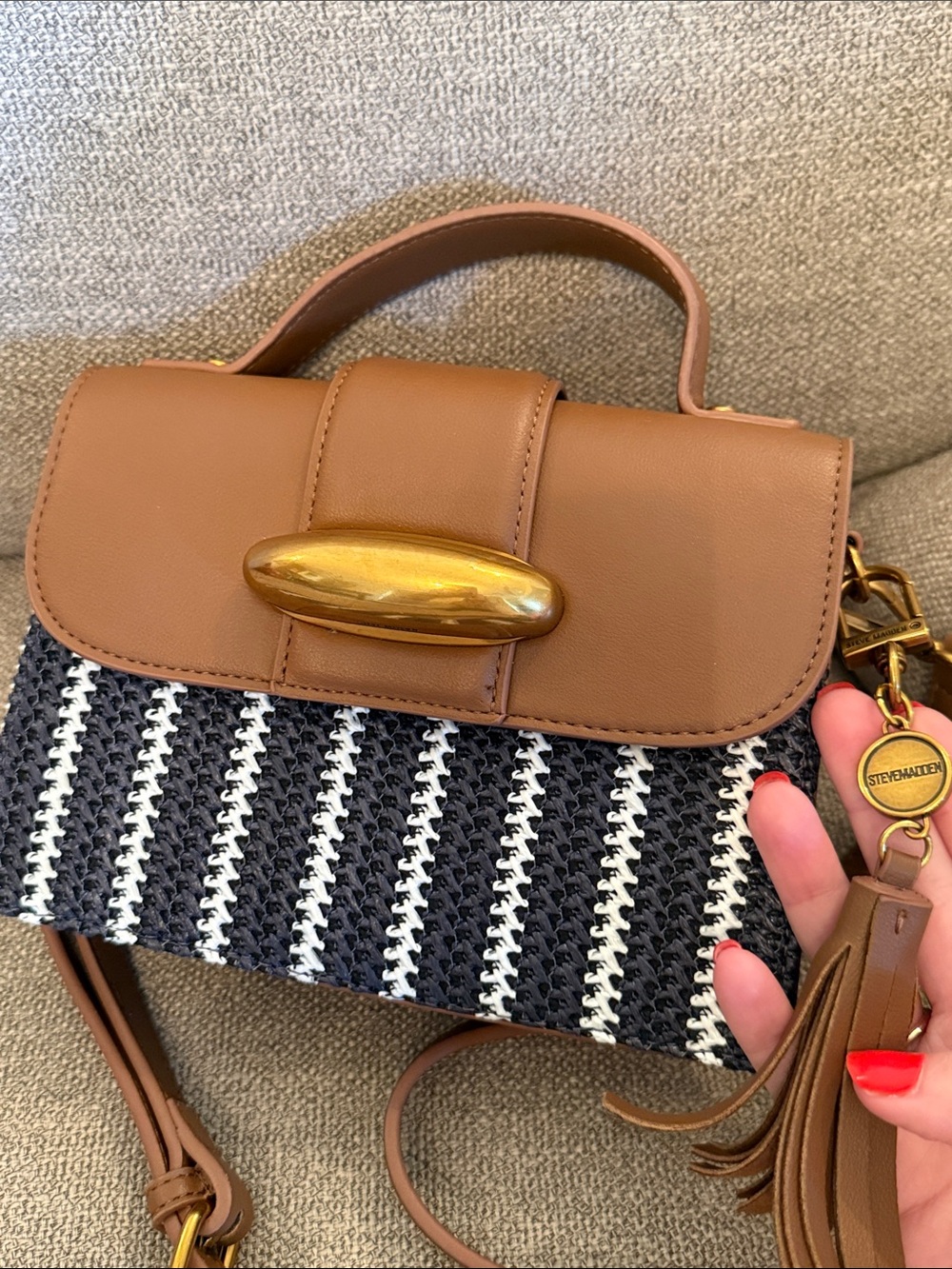 Steve Madden Tan Woven Crossbody Bag